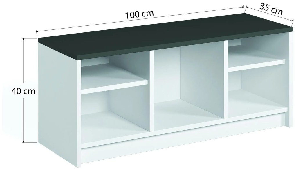 Cipőtároló Mikima 2 (fehér + antracit). 1094550