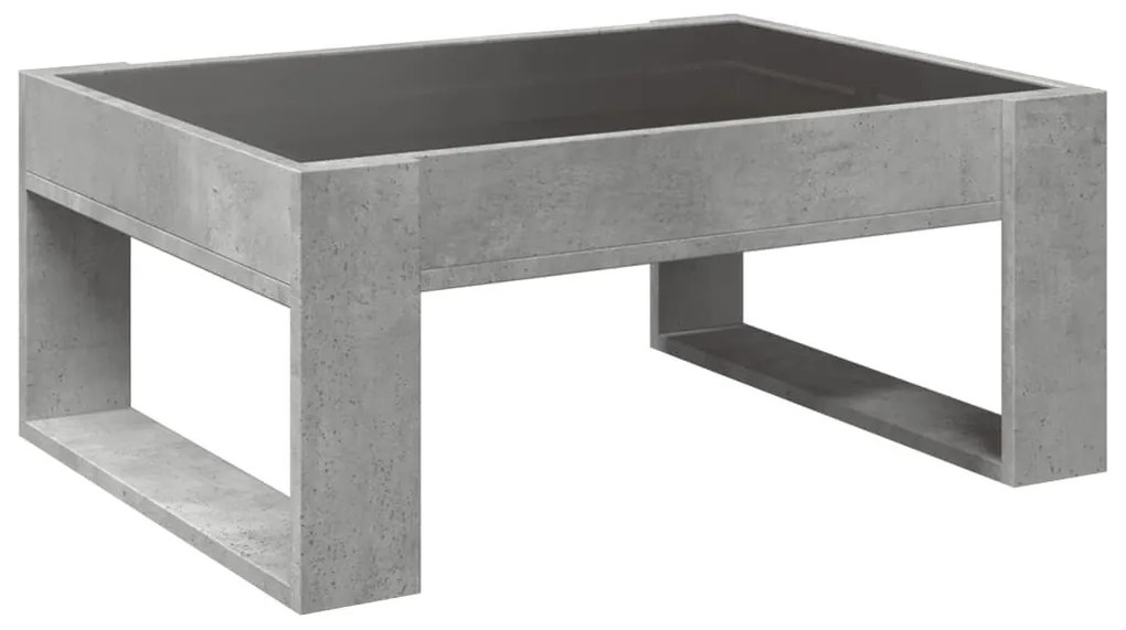 betonszürke végtelen hatású LED-es dohányzóasztal 70x53x30 cm