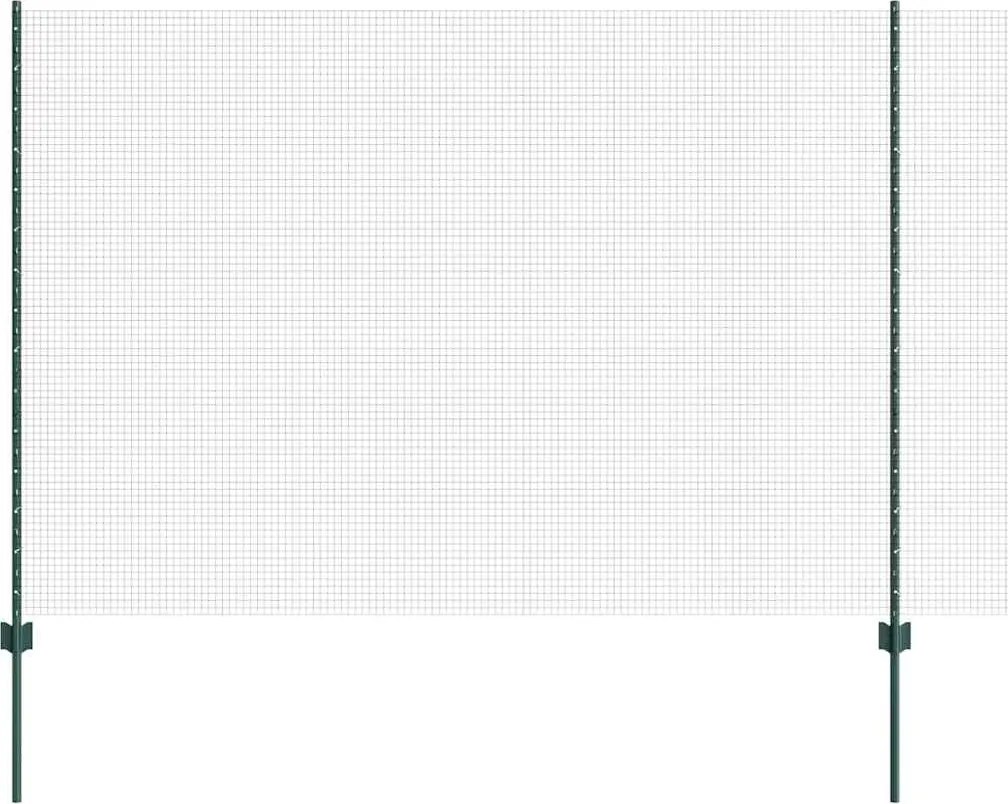 vidaXL Kerítés oszlopokkal Zöld 1,6 x 10 m Acél és PVC