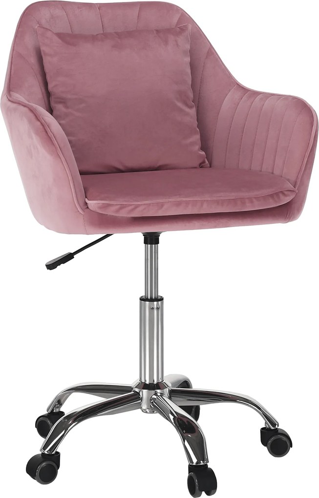 Irodai szék, rózsaszín Velvet szövet/króm, KLIAN