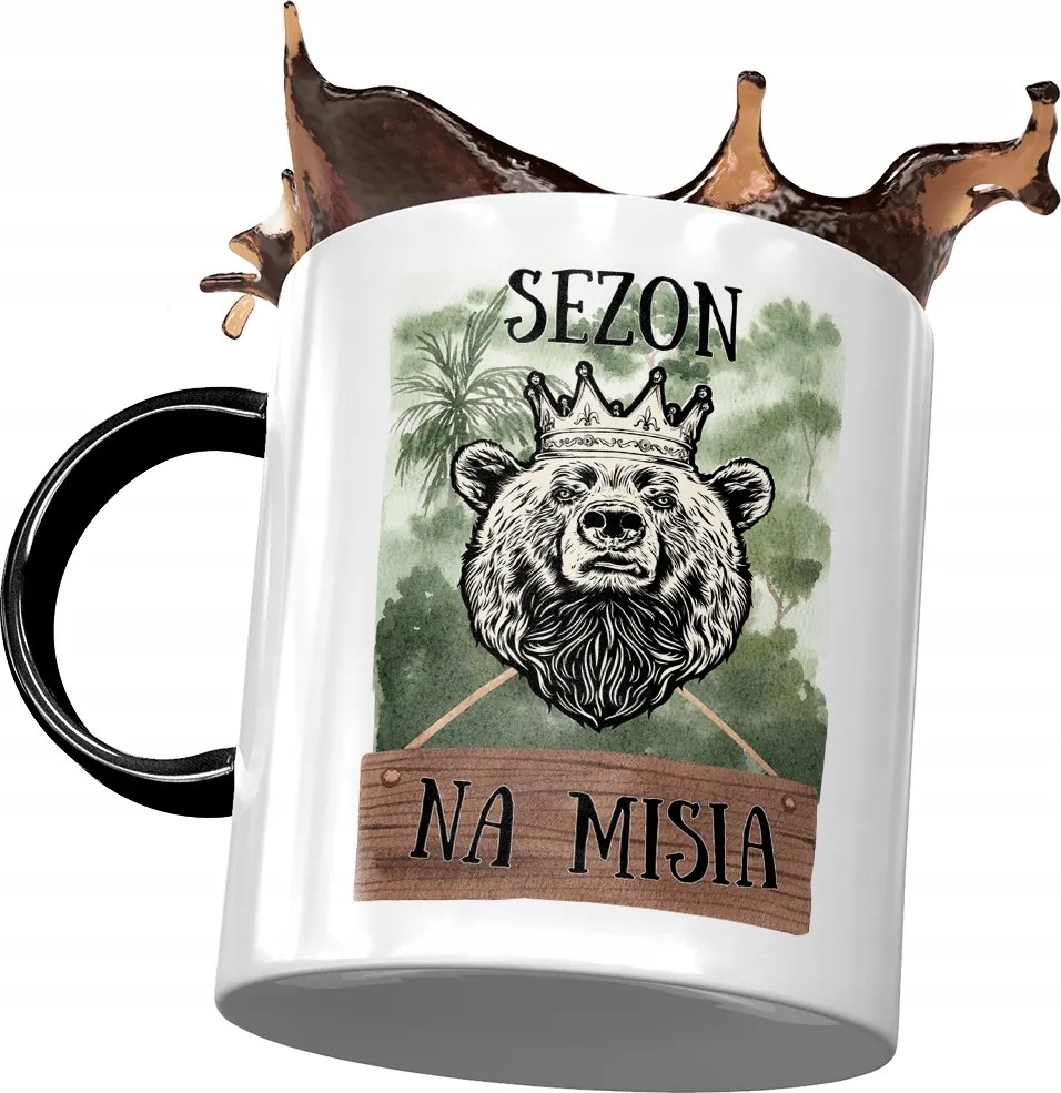 Fekete bögre macival Aranyos mackó ajándék fényképes nyomtatással