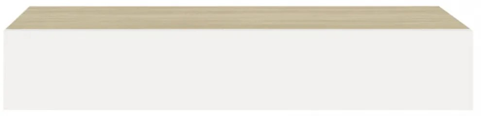 2 db tölgyszínű és fehér MDF fiókos fali polc 60 x 23,5 x 10 cm