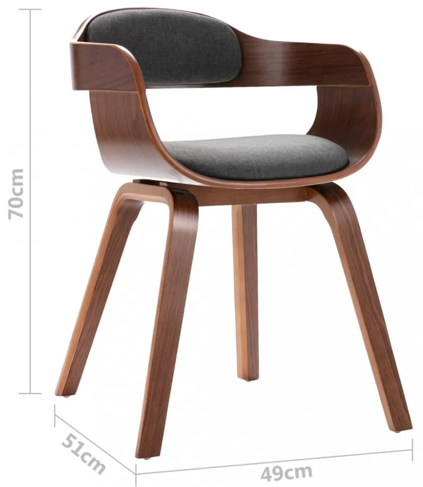 vidaXL hajlított fa és sötétszürke szövet étkezőszék