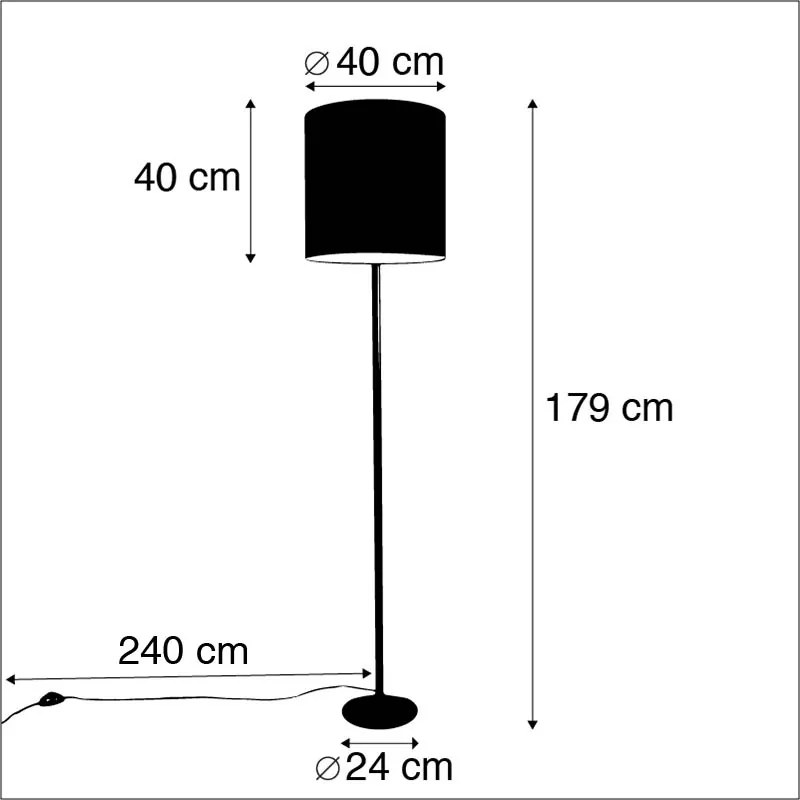 Vintage állólámpa arany színű, piros búrával, 40 cm - Simplo