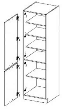 TOULOUSE 40 DK-210 2F magas konyhaszekrény, 40x210x57, tölgy Bordeaux