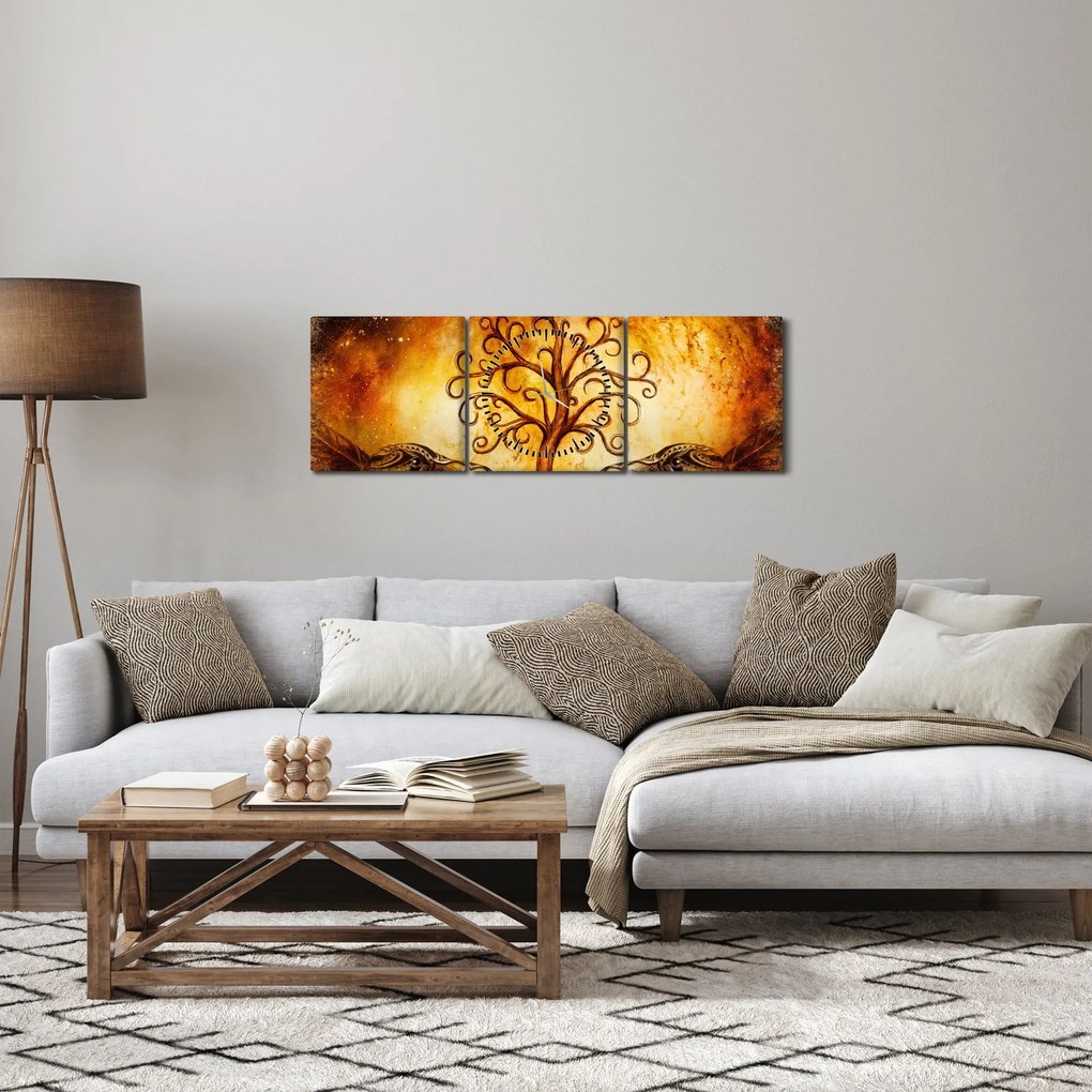 Természetes absztrakt kép fáról (órával) (90x30 cm)