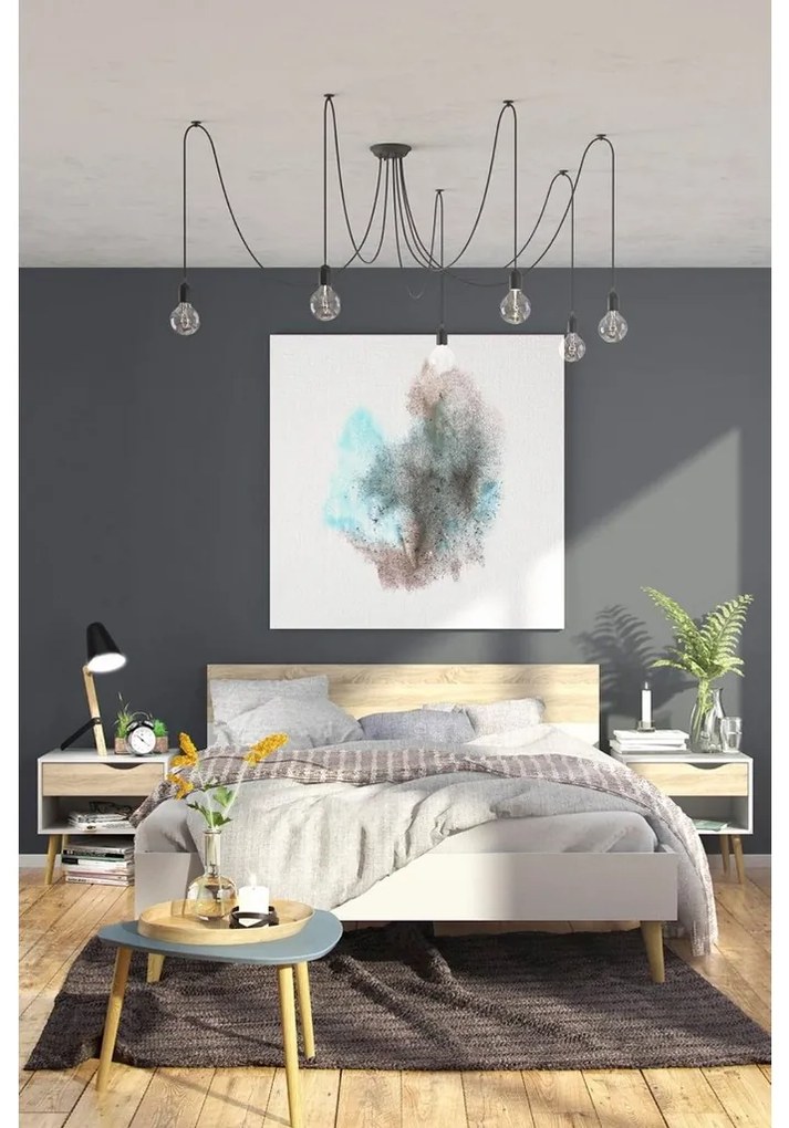 Retro éjjeliszekrény, fehér / sonoma tölgy