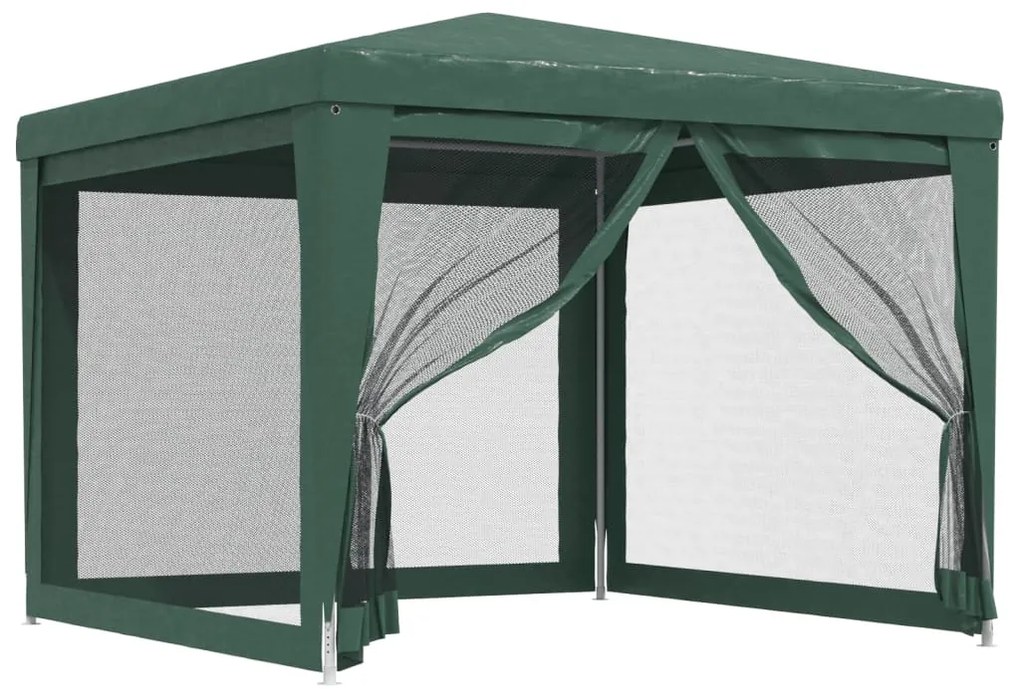 zöld HDPE rendezvénysátor 4 hálós oldalfallal 3x3 m
