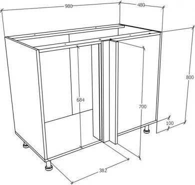 Benita 1 ajtós Alsó konyhaszekrény Bronz Tölgy-Fehér 98x50x80 cm N