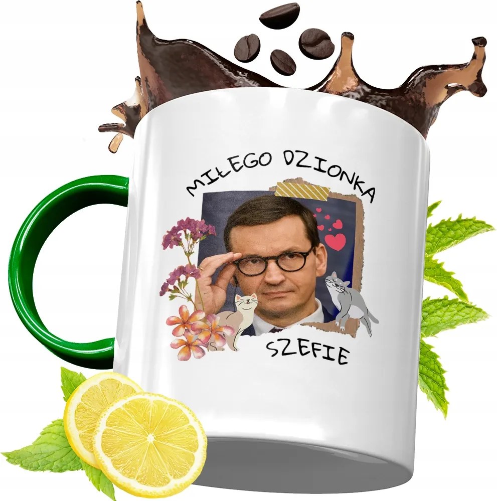 Máté Morawiecki Zöld Bögre Ajándék, fényképes nyomattal