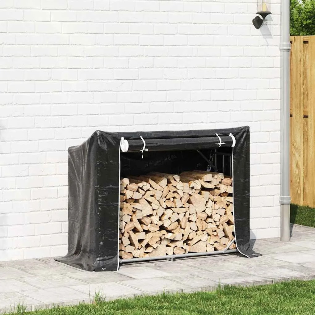 Tűzifa állvány esővédővel 151x60,5x110,5 cm horganyzott acél