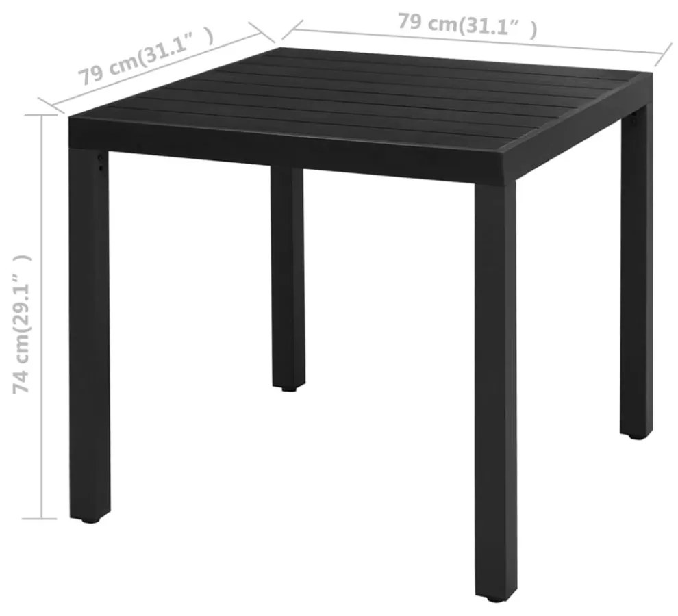 3 részes fekete PVC rattan kerti étkezőgarnitúra