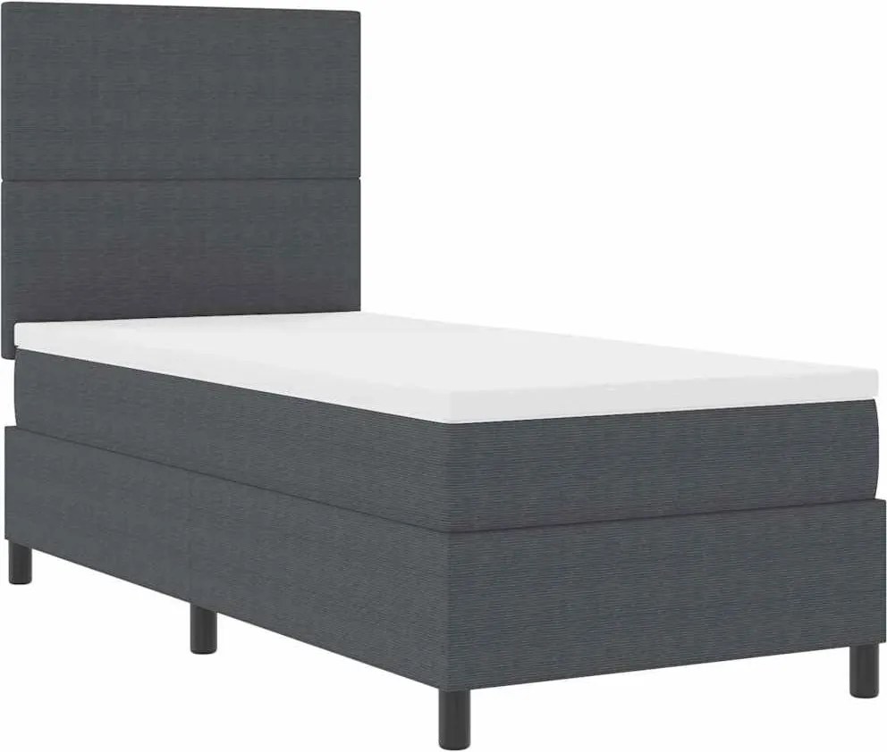 vidaXL Boxrugós ágy Sötétszürke és Fehér 80 x 200 cm Bársonyos szövet