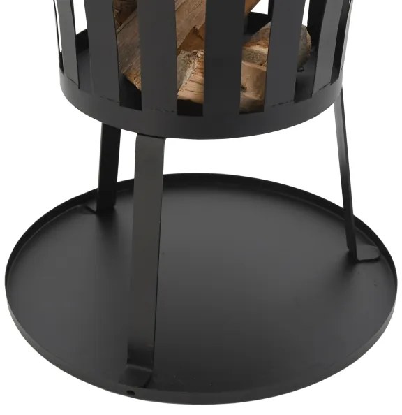 Hordozható fa tűzrakóhely rostéllyal fekete