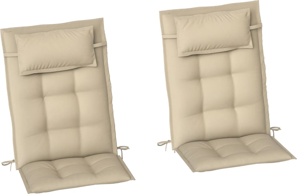 Outsunny 2 részes napozó párna szett vízálló napozó pad a kerthez, 50x116x5 cm, bézs | Aosom