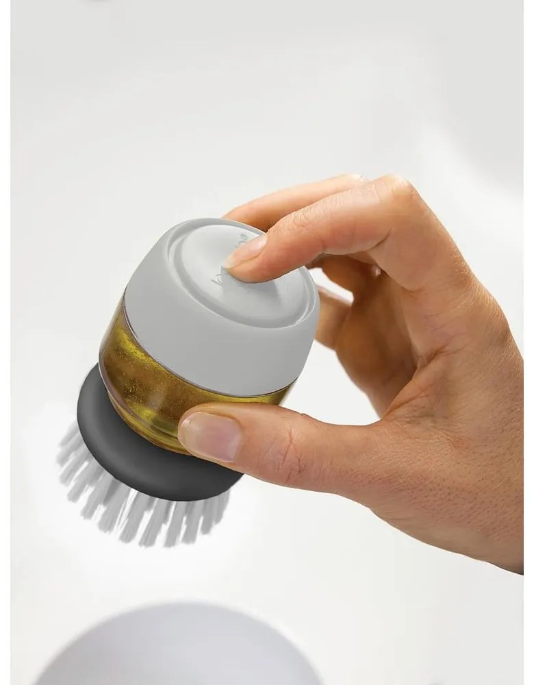 Palm Scrub szürke mosogatókefe adagolóval és állvánnyal - Joseph Joseph