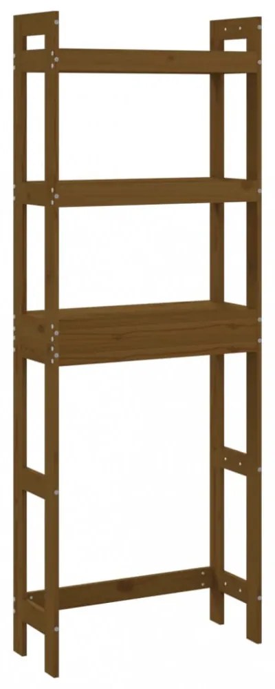 mézbarna tömör fenyőfa fürdőszoba állvány 63x26x171 cm