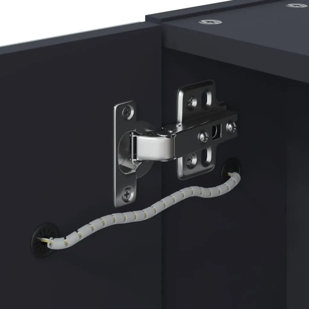 szürke tükrös fürdőszobaszekrény LED-del 60 x 13 x 52 cm