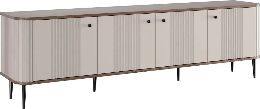 Vesper 4D TV-szekrény 187 cm - kasmír / diófa / fekete lábak