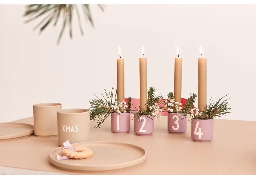 Porcelán gyertyatartó készlet 4 db-os Mini - Design Letters,