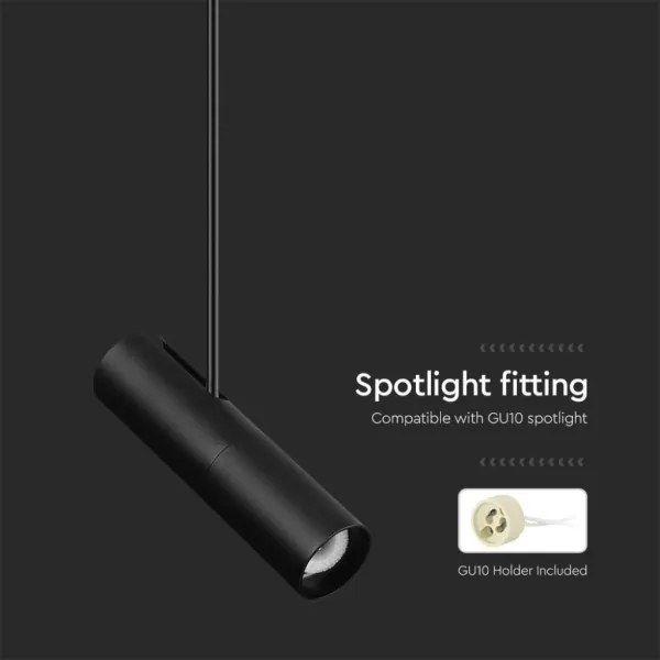 Függeszték 1xGU10/35W/230V fekete rúdon