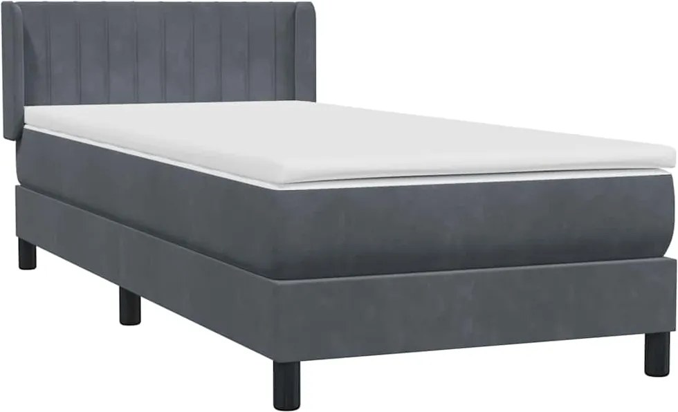 vidaXL sötétszürke bársony rugós ágy matraccal 90x220 cm