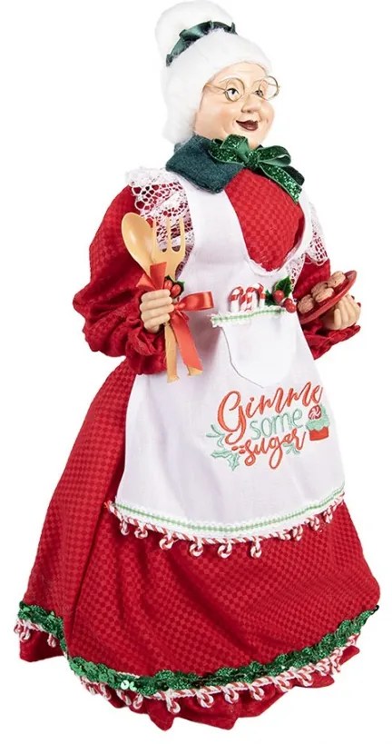 Mikulásanyó szakácsruhában karácsonyi figura 46 cm