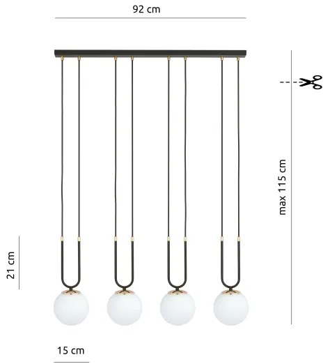 Csillár zsinóron GLAM 4xE14/10W/230V fekete