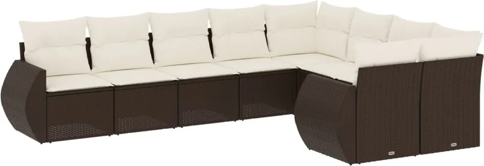 vidaXL 9 részes barna polyrattan kerti ülőgarnitúra párnákkal