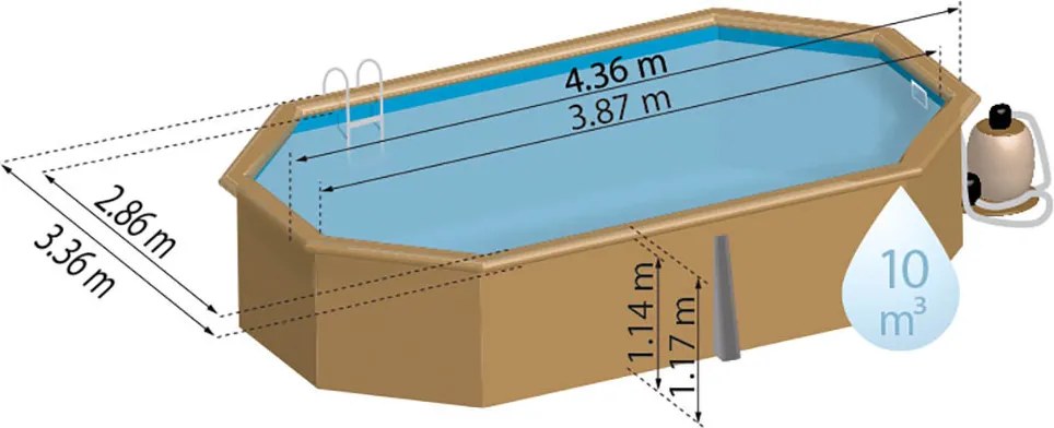 GRE TIMBER ovális fa medence 436 x 336 x 117 cm
