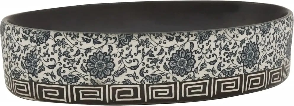 vidaXL fekete-kék kerámia ovális asztali mosdó 56,5 x 36,5 x 13,5 cm