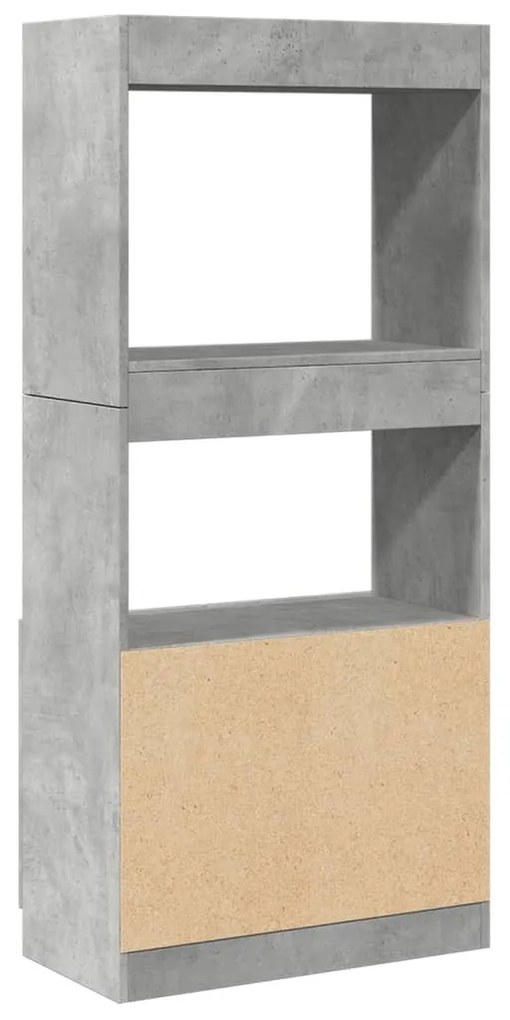 betonszürke szerelt fa magasszekrény 63 x 33 x 140 cm