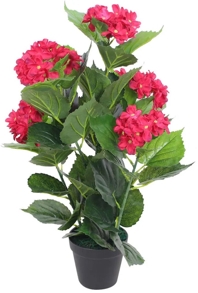 műhortenzia virágcseréppel 60 cm piros