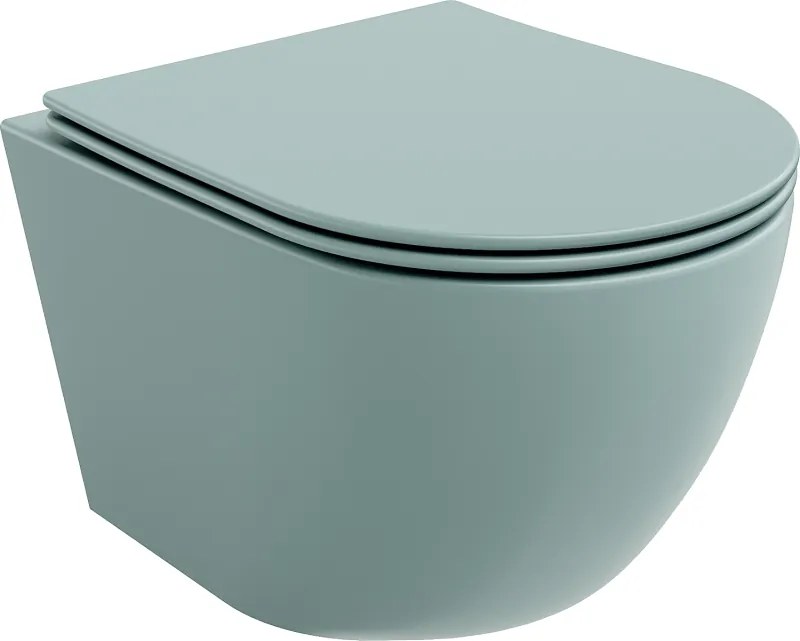 Mexen Lena Rimless WC-csésze lassan záródó slim ülőkével, duroplast, világoszöld matt - 30224048