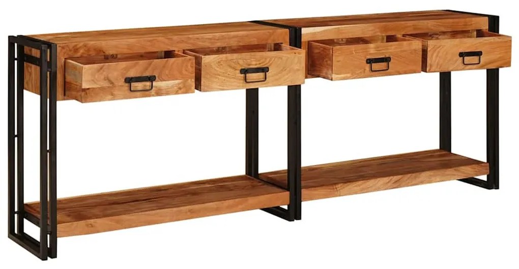 Konzolasztalok Egyéb 2 pcs Barna 200 x 33 x 75 cm Tömör akácfa
