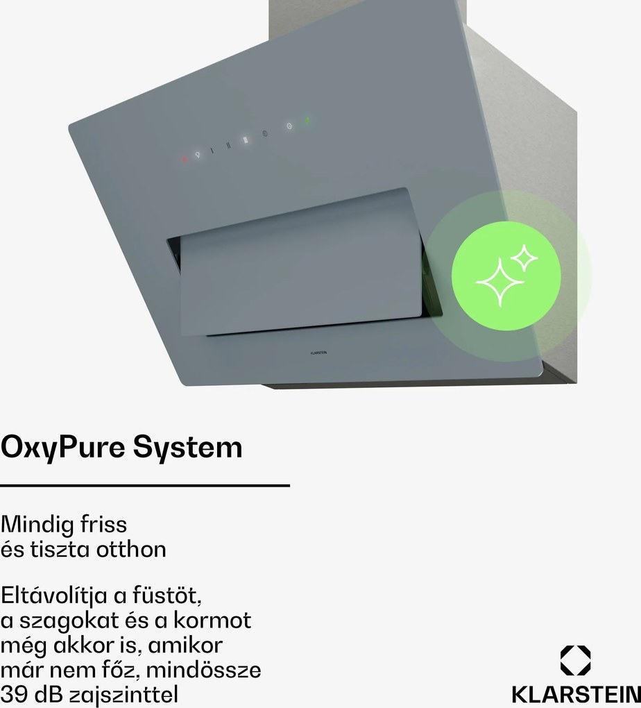 Klarstein SleekAir elszívó, A+++, 717 m³/h, Érintő, LED, 60 cm