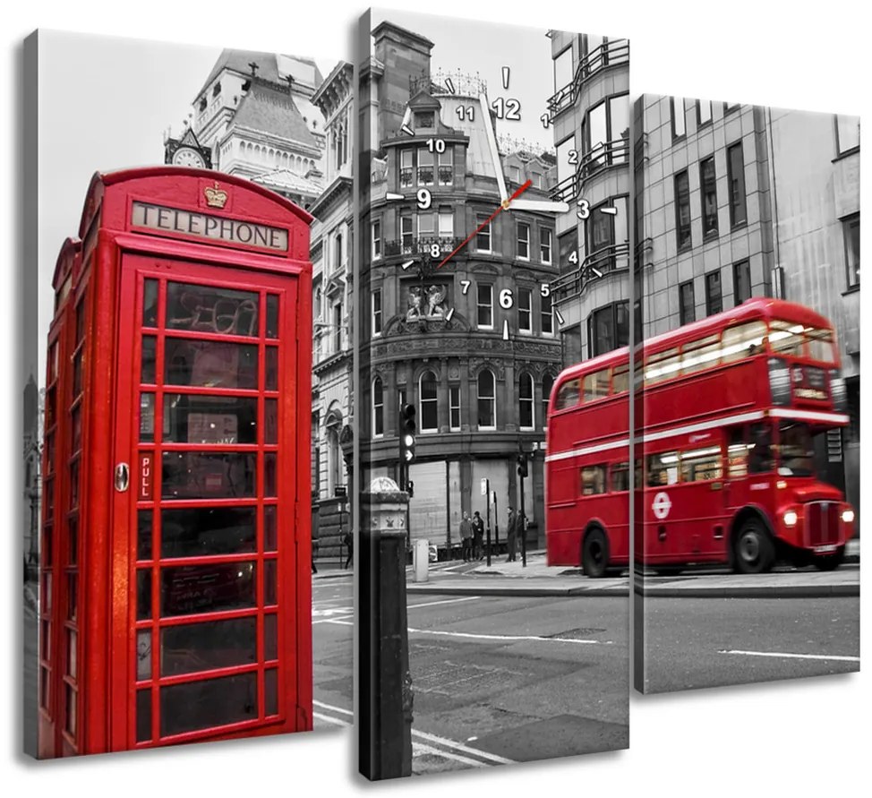 Gario Órás falikép Telefonfülke Londonban UK - 3 részes Méret: 80 x 40 cm