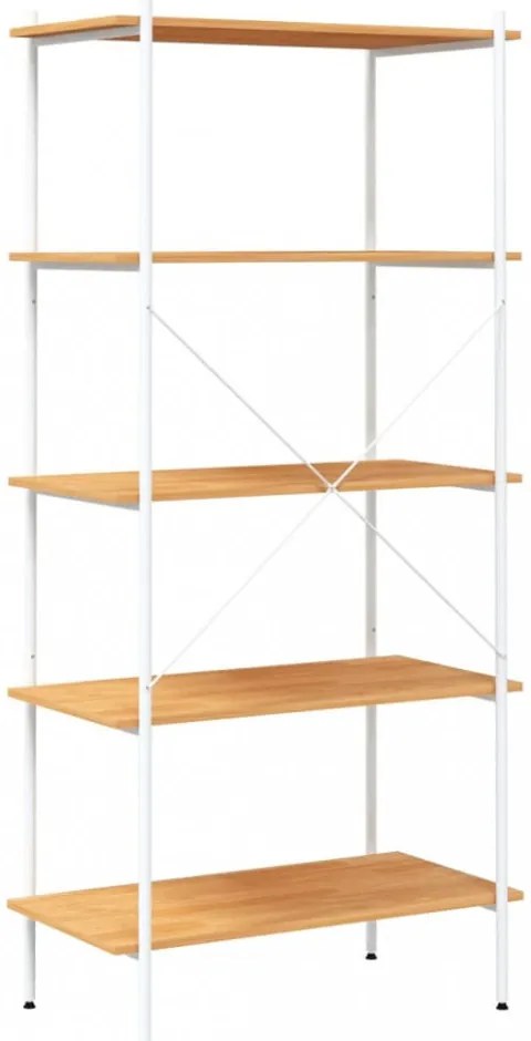 fehér és tölgyfa 5 szintes polcrendszer 80x40x163 cm