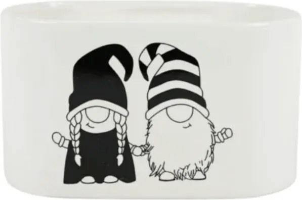 Karácsonyi virágcserép GNOME LOVE kerámia 19,5x11 cm, fehér
