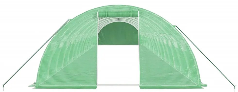 zöld acélvázas melegház 64 m² 16 x 4 x 2 m