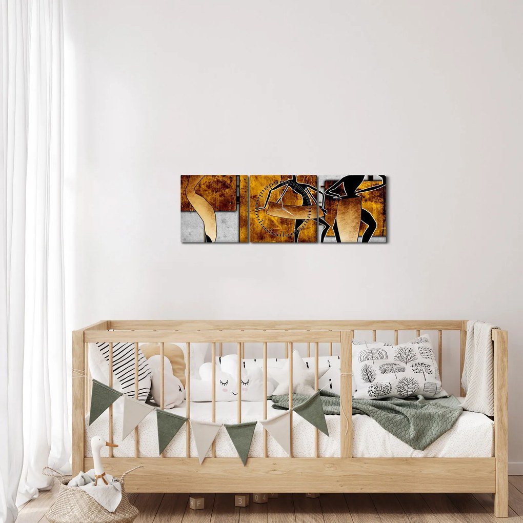 Kép - Az afrikai kultúra motívumai (órával) (90x30 cm)