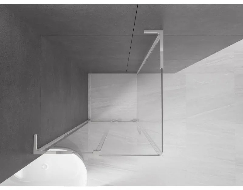 Mexen Velar L, zuhanykabin tolóajtóval 90 x 90 cm, 8mm átlátszó üveg, króm, 871-090-090-03-01