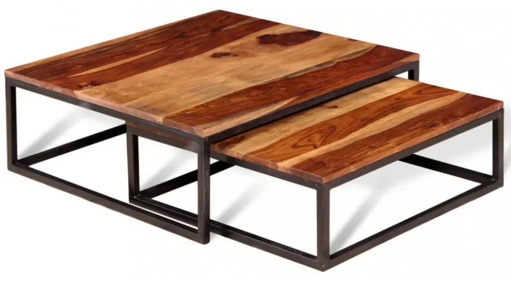 2 db egymásba tolható akácfából dohányzóasztal