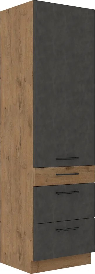 Magas szekrény, tölgy lancelot/szürke matt, VEGA 60 DKS-210 3S 1F