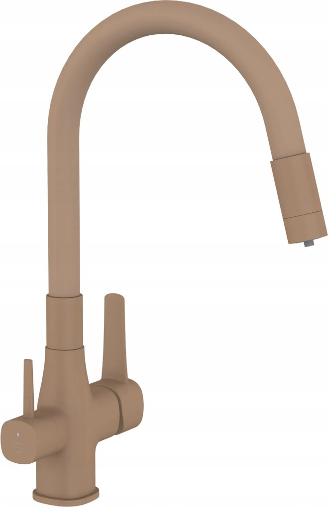 Konyhai Csaptelep Vízszűrő Csatlakozással Bézs Flexibilis Kifolyócső