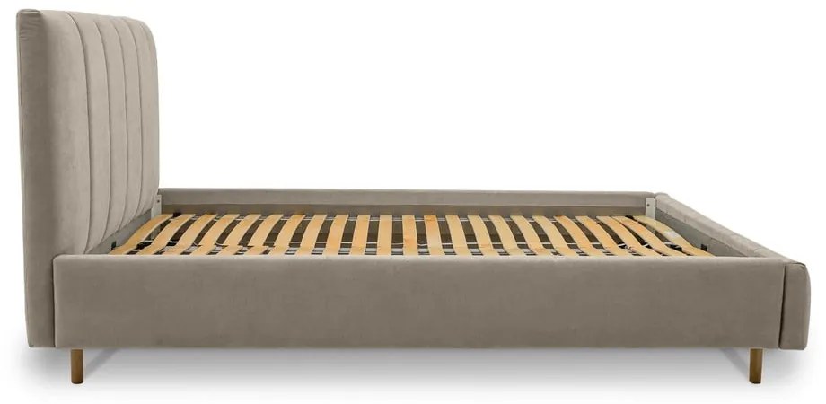 Bézs kárpitozott franciaágy ágyráccsal 180x200 cm Zee – Scandic