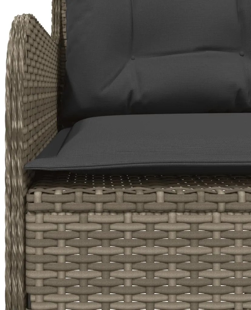 2 részes szürke polyrattan kerti kanapészett párnákkal