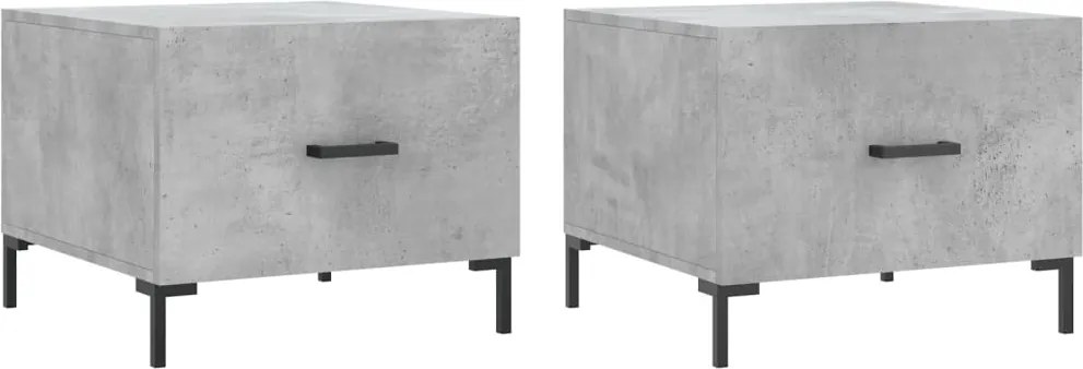 vidaXL 2 db betonszürke szerelt fa dohányzóasztal 50 x 50 x 40 cm
