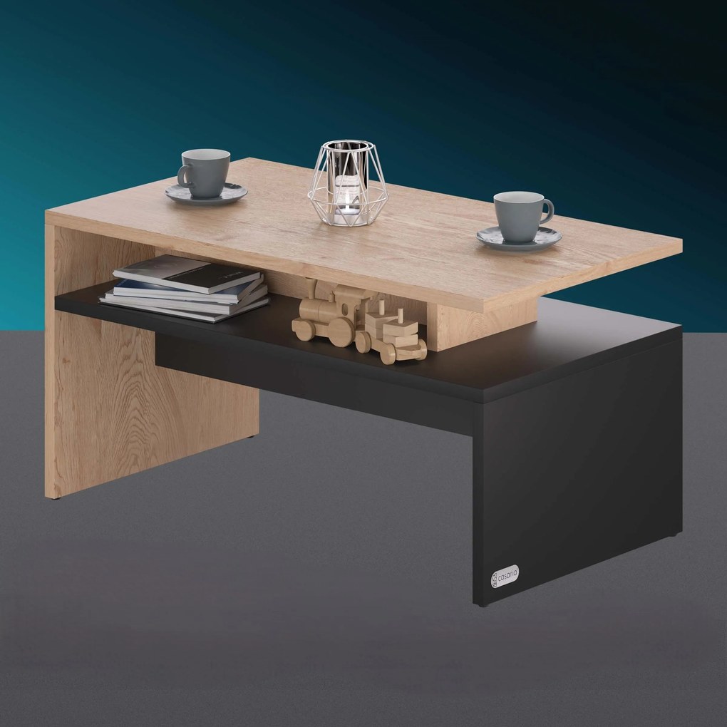 SACRAMENTO dohányzóasztal, 95x55x50cm, barna/szürke Casaria