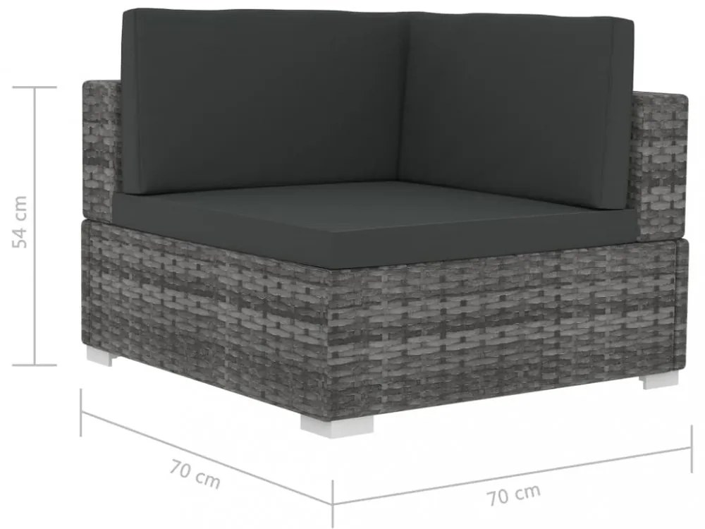 4 részes szürke polyrattan kerti kanapészett párnákkal